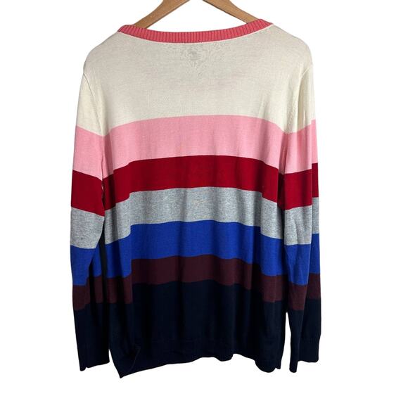 Talbots Women's 2X XXL 2XL Ice Cream Rainbow Stripe Color Block Sweater - Picture 2 of 6